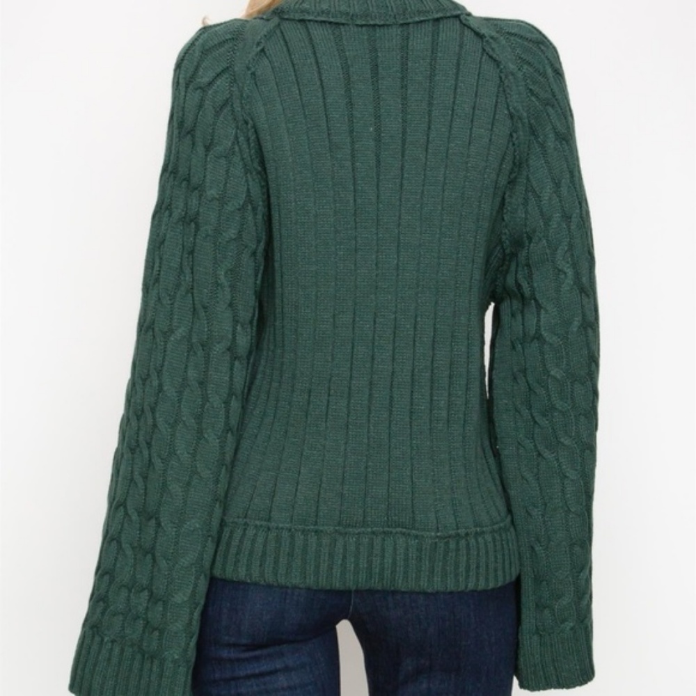 GREEN KNIT SWEATER  * cozy fall winter sweaters - Picture 3 of 4